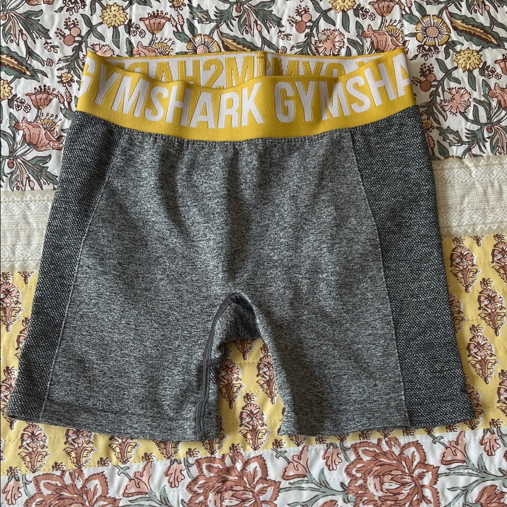 Gymshark Gray and Yellow Athletic Shorts